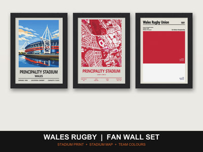Wales Rugby Fan Wall Set | Principality Stadium Print, Stadium Map & Team Colours