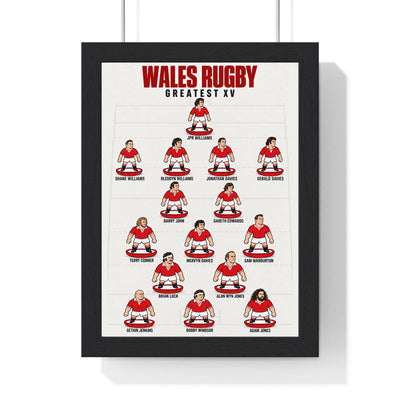 Wales Rugby Greatest XV print in a black frame