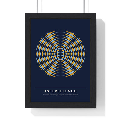 Wave Interference print framed in a black frame, ready to hang