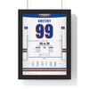 Wayne Gretzky 1981 50 Goals in 39 Games Poster - Edmonton Oilers 99 Hockey Jersey Print framed in a black frame, ready to hang
