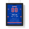 Wayne Gretzky 1999 Final Game Poster - New York Rangers 99 Hockey Jersey Print framed in a black frame, ready to hang