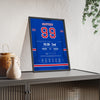 Wayne Gretzky 1999 Final Game Poster - New York Rangers 99 Hockey Jersey Print framed and leaning on a sideboard