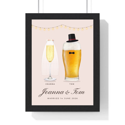Personalised Mr & Mrs Drinks Print - framed print