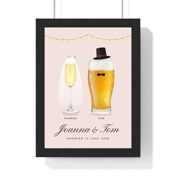 Personalised Mr & Mrs Drinks Print - framed print