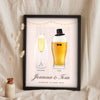 Personalised Mr & Mrs Drinks Print - Lifestyle - leaning in a frame with dried flowers