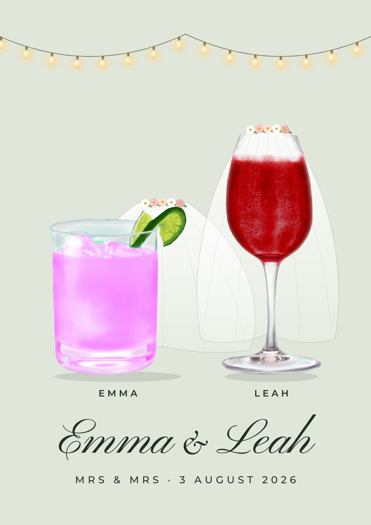 Personalised Mr & Mrs Drinks Print - third design