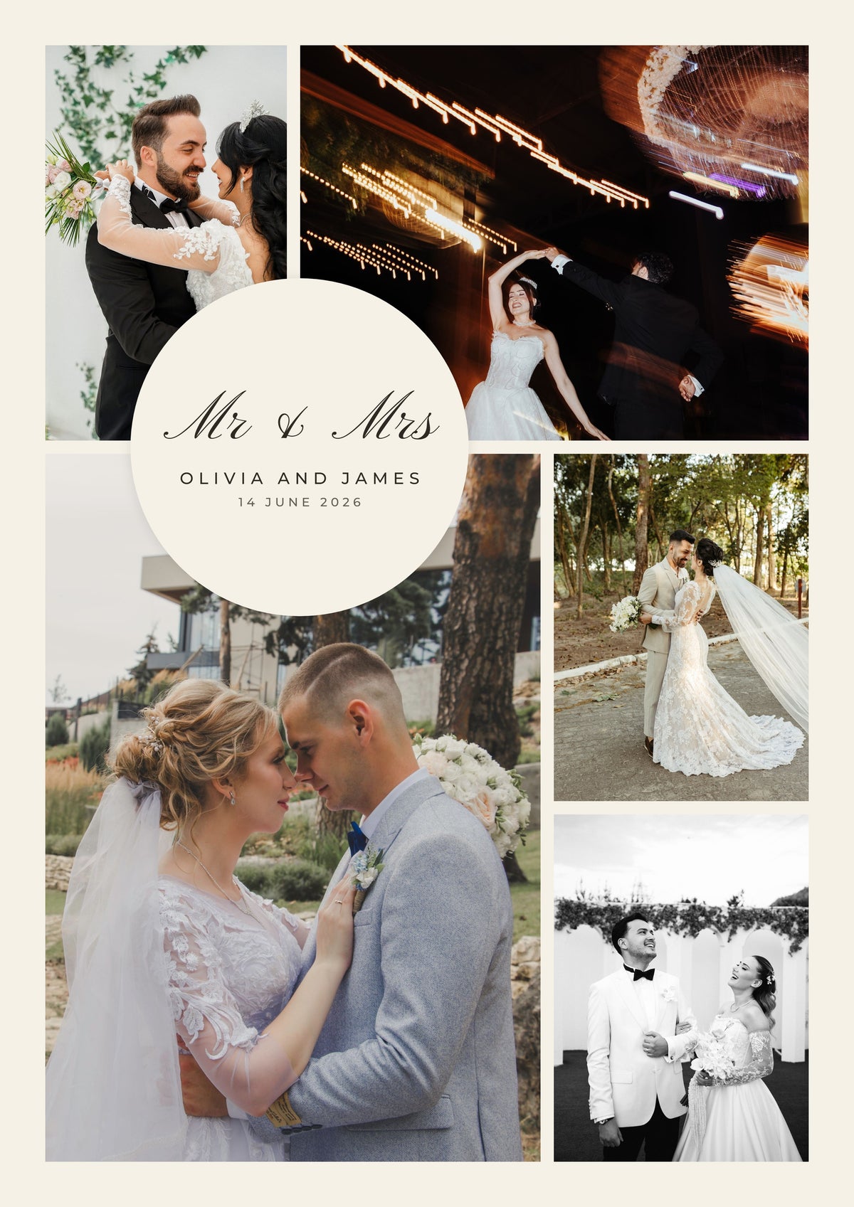 Personalised Wedding Photo Collage Print - second design