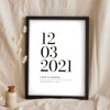 Personalised Wedding Date Print - Lifestyle - leaning in a frame with dried flowers