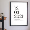 Personalised Wedding Date Print - Lifestyle - hanging on a living room wall