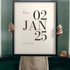 Personalised Wedding Date Print - Lifestyle - held up in a bright room