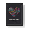 Wedding Songs Poster framed in a black frame, ready to hang