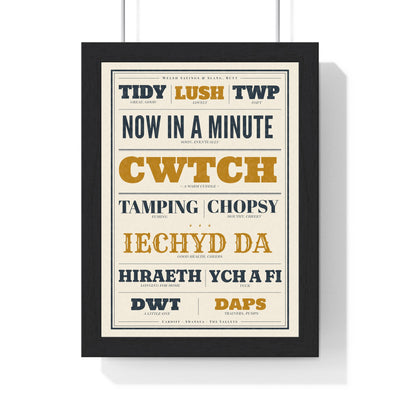 Welsh Slang Print in a black frame