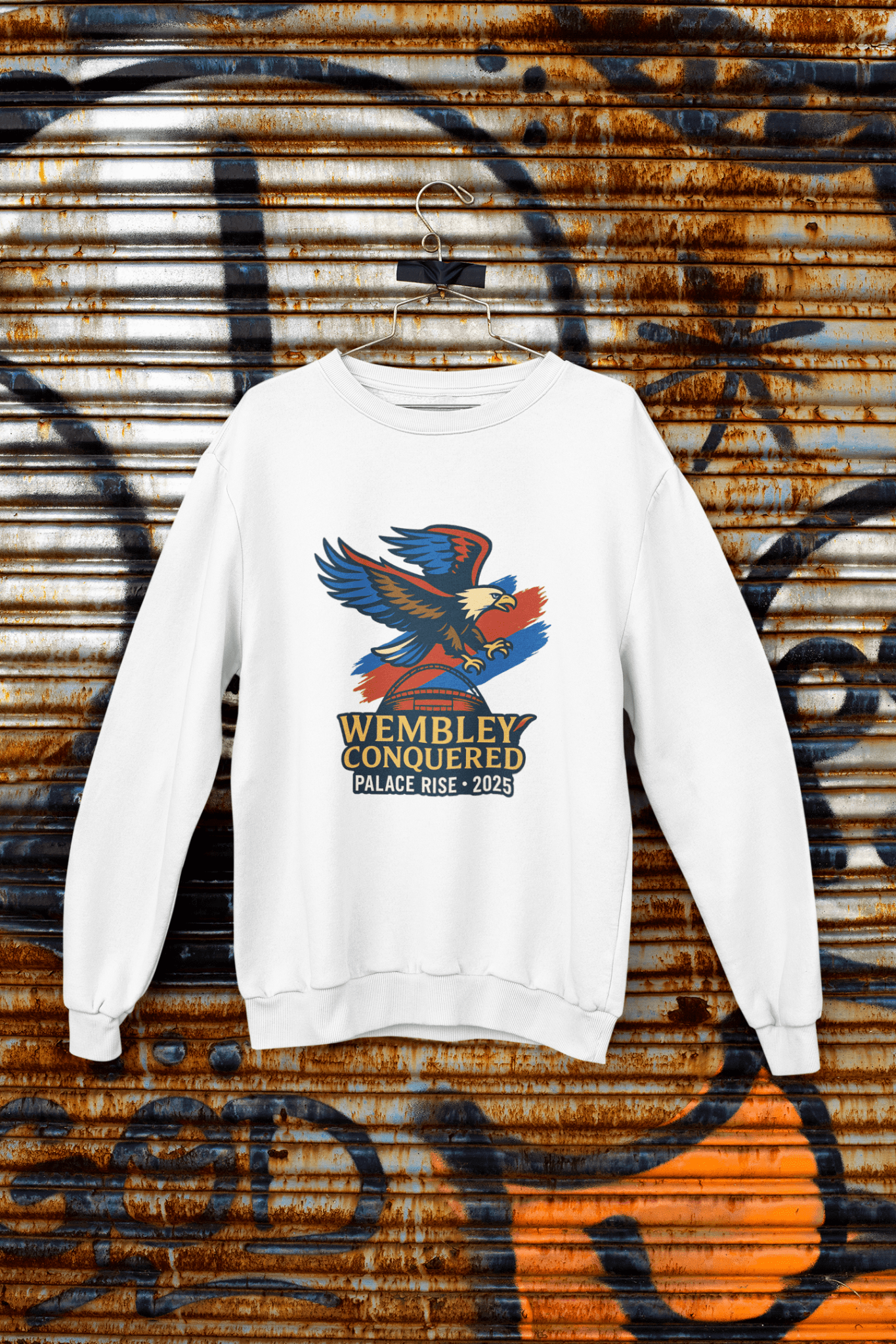White t-shirt with Wembley Conquered - Palace Rise 2025 or Sweatshirt - FA Cup Tribute