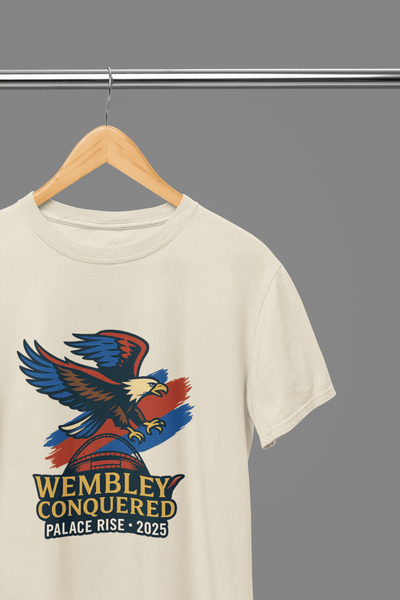 White t-shirt with Wembley Conquered - Palace Rise 2025 or Sweatshirt - FA Cup Tribute