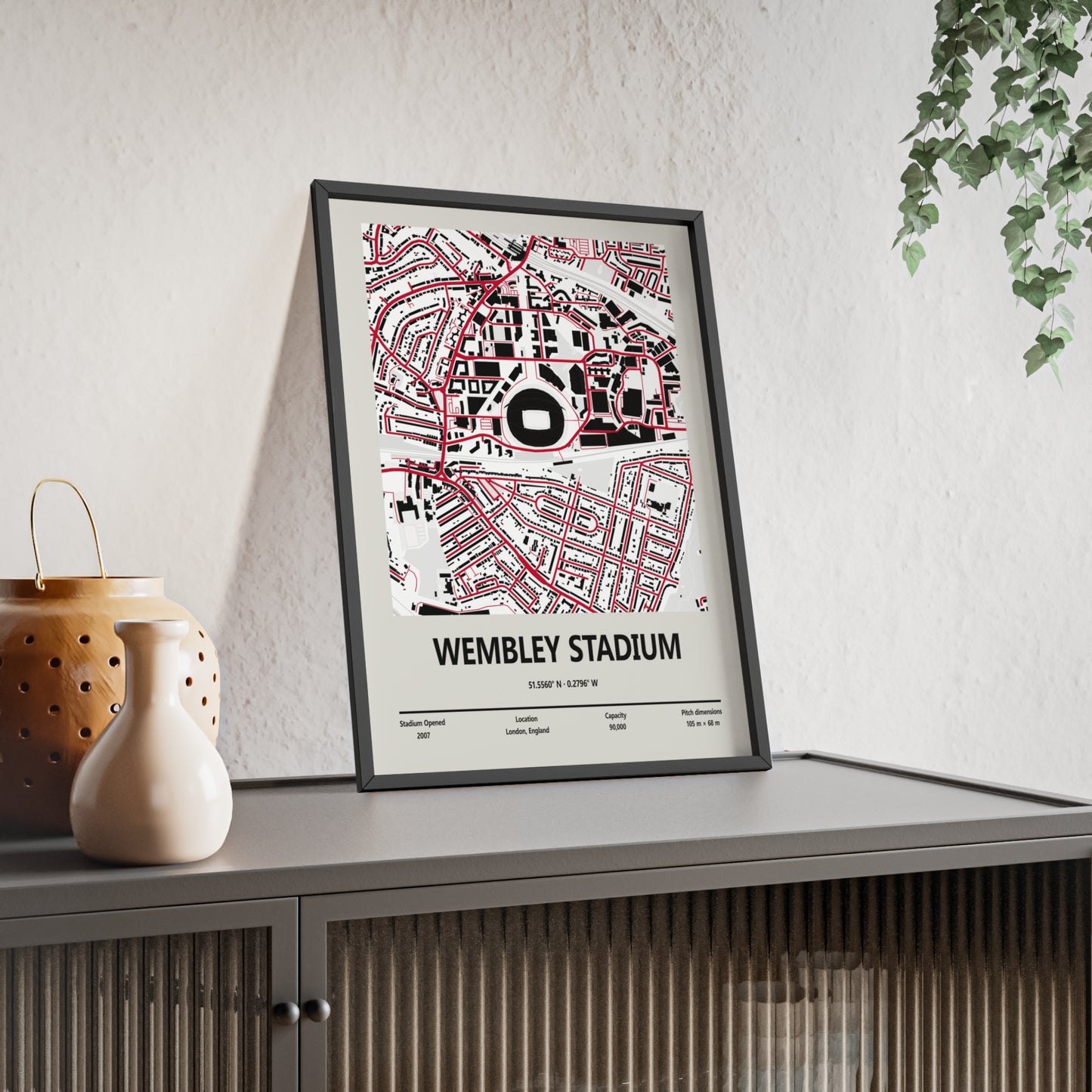 Wembley Stadium map framed poster lifestyle mockup
