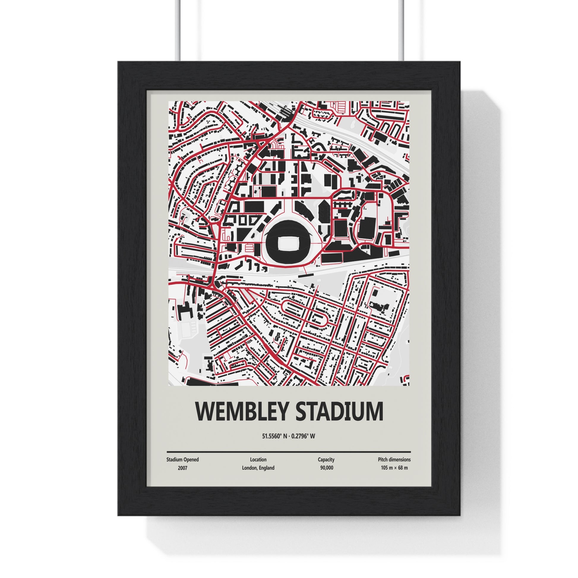 Wembley Stadium map print framed London football wall art