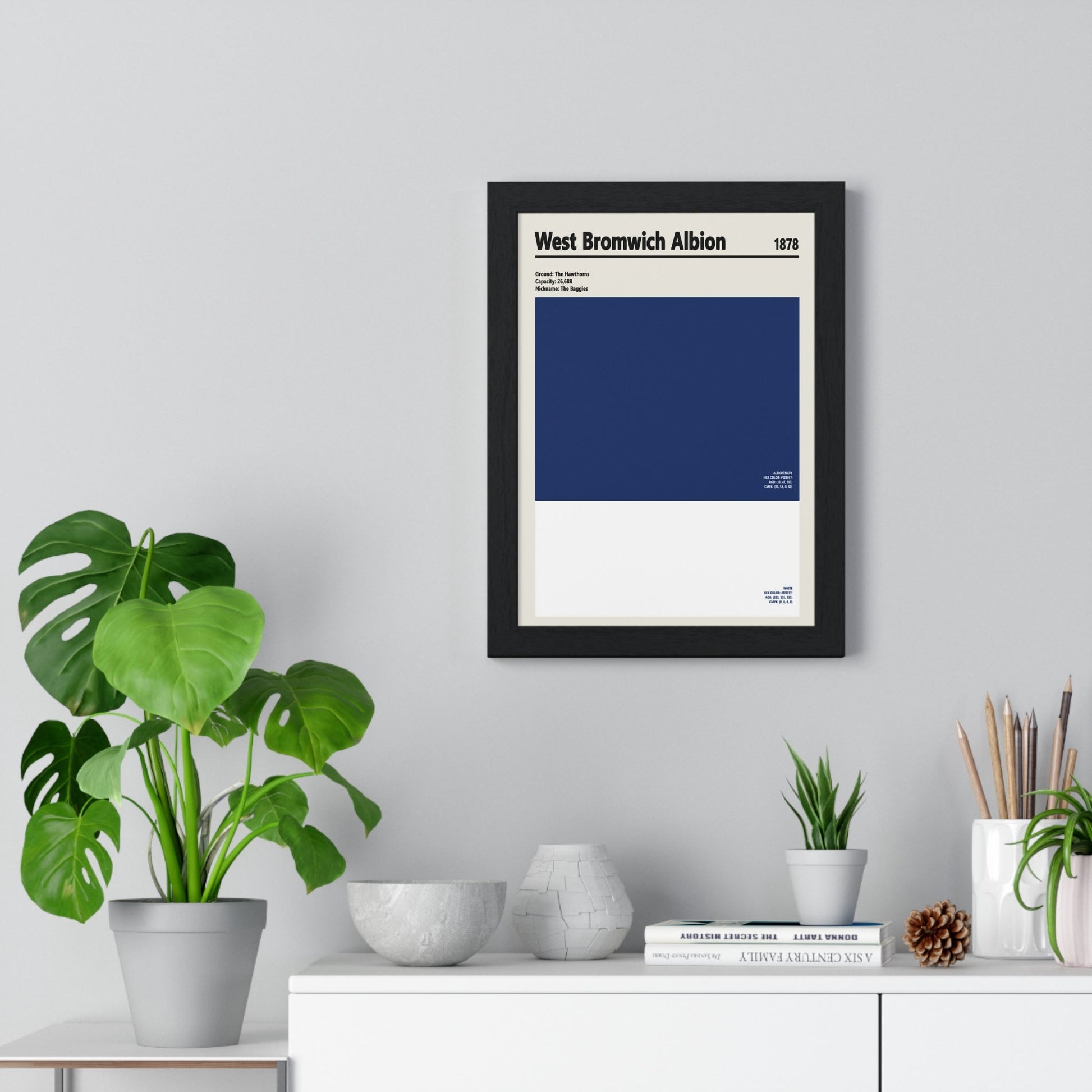 Framed West Bromwich Albion Print - Minimalist Football Wall Art Featuring Albion Navy poster