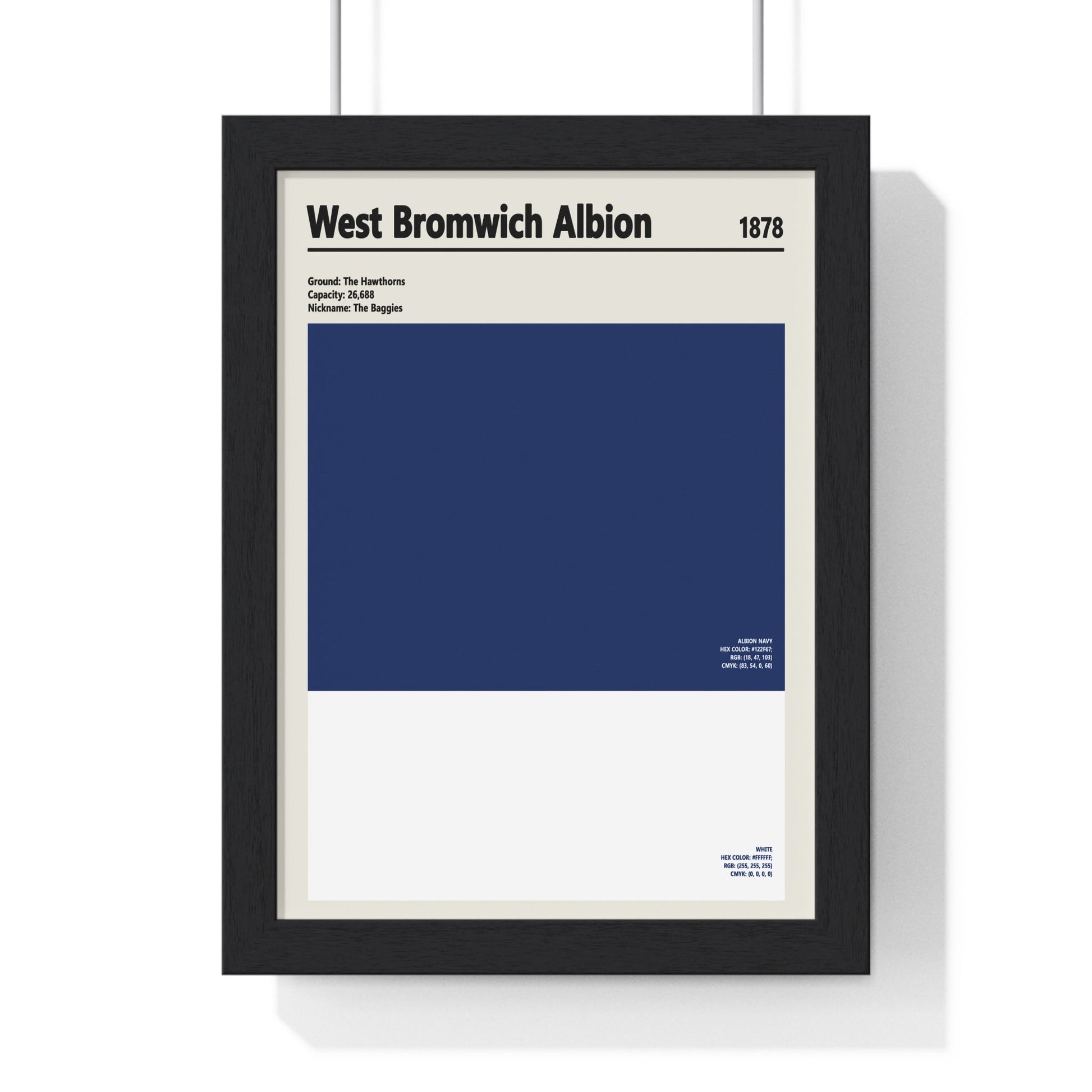 Framed West Bromwich Albion Print - Minimalist Football Wall Art Featuring Albion Navy poster