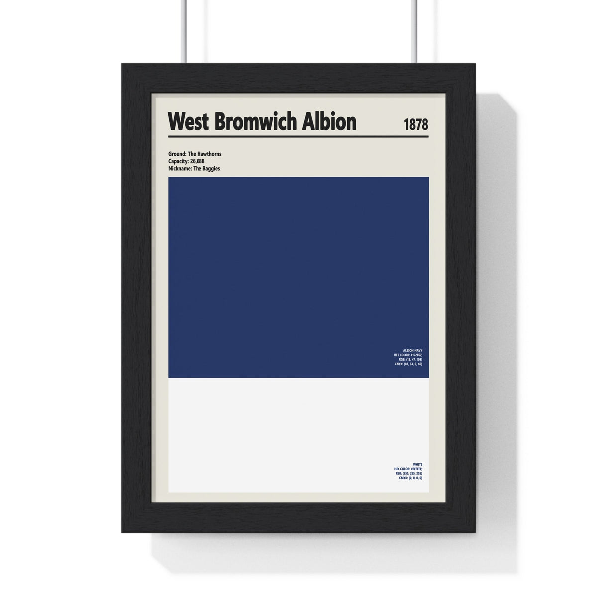 West Bromwich Albion Print – Minimalist Football Wall Art Featuring Albion Navy Poster