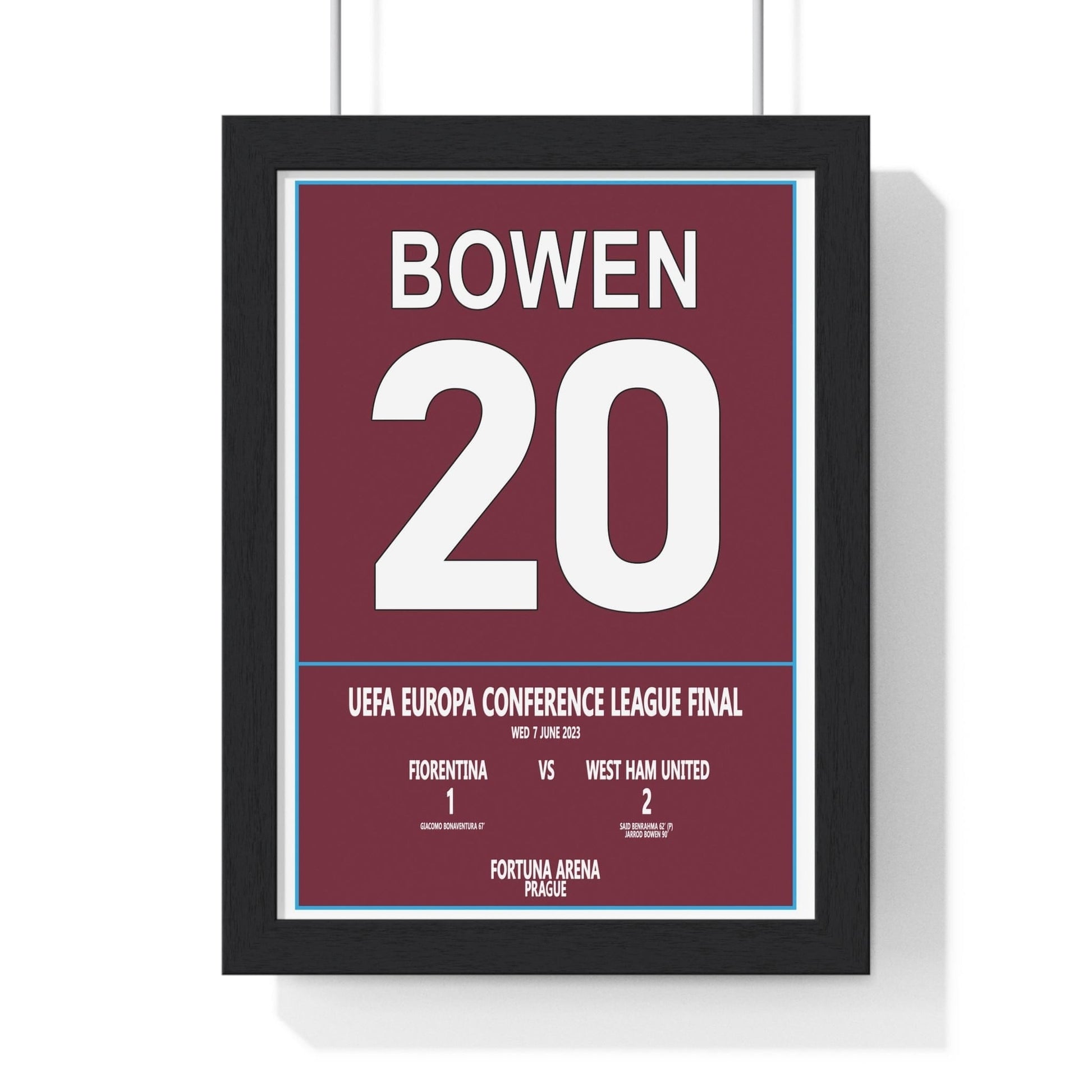 Example custom sporting events poster style showing West Ham Conference League Final wall art