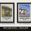 West Ham United Then & Now Stadium Set | Boleyn Ground (Upton Park) + London Stadium Prints