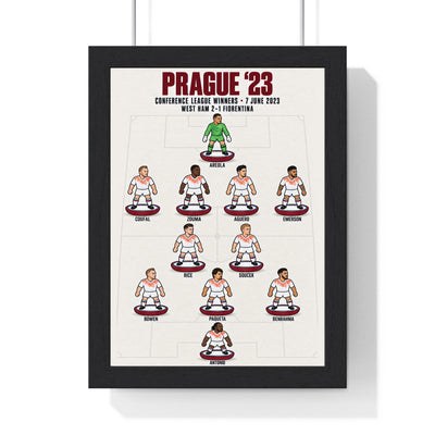 West Ham United Prague 2023 XI print in a black frame