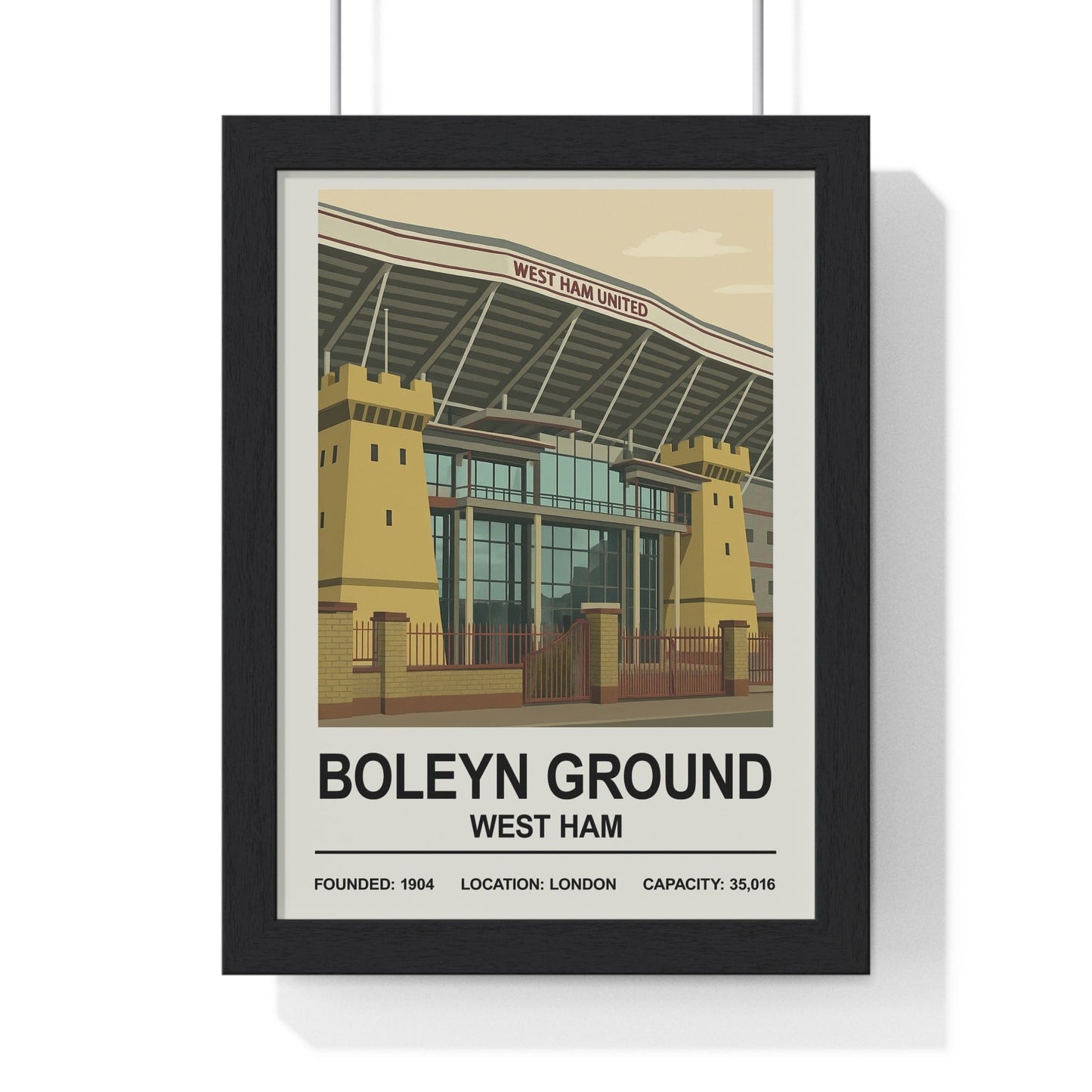 Framed West Ham Upton Park & Boleyn Ground Stadium poster