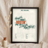 West Midlands Sayings Print in a black frame propped up on linen