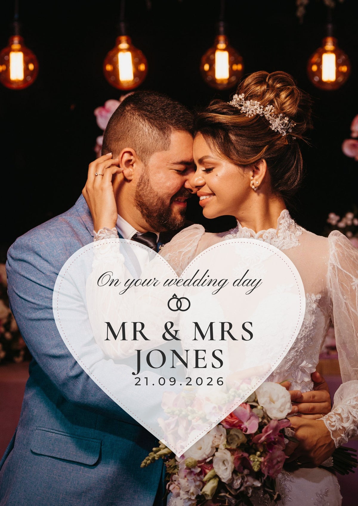 Personalised Wedding Day Photo Print - design detail