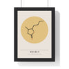 Whisky Lactone Molecule print framed in a black frame, ready to hang