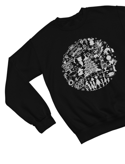 White t-shirt with Whoville Christmas Sweatshirt & Grinch Inspired Design