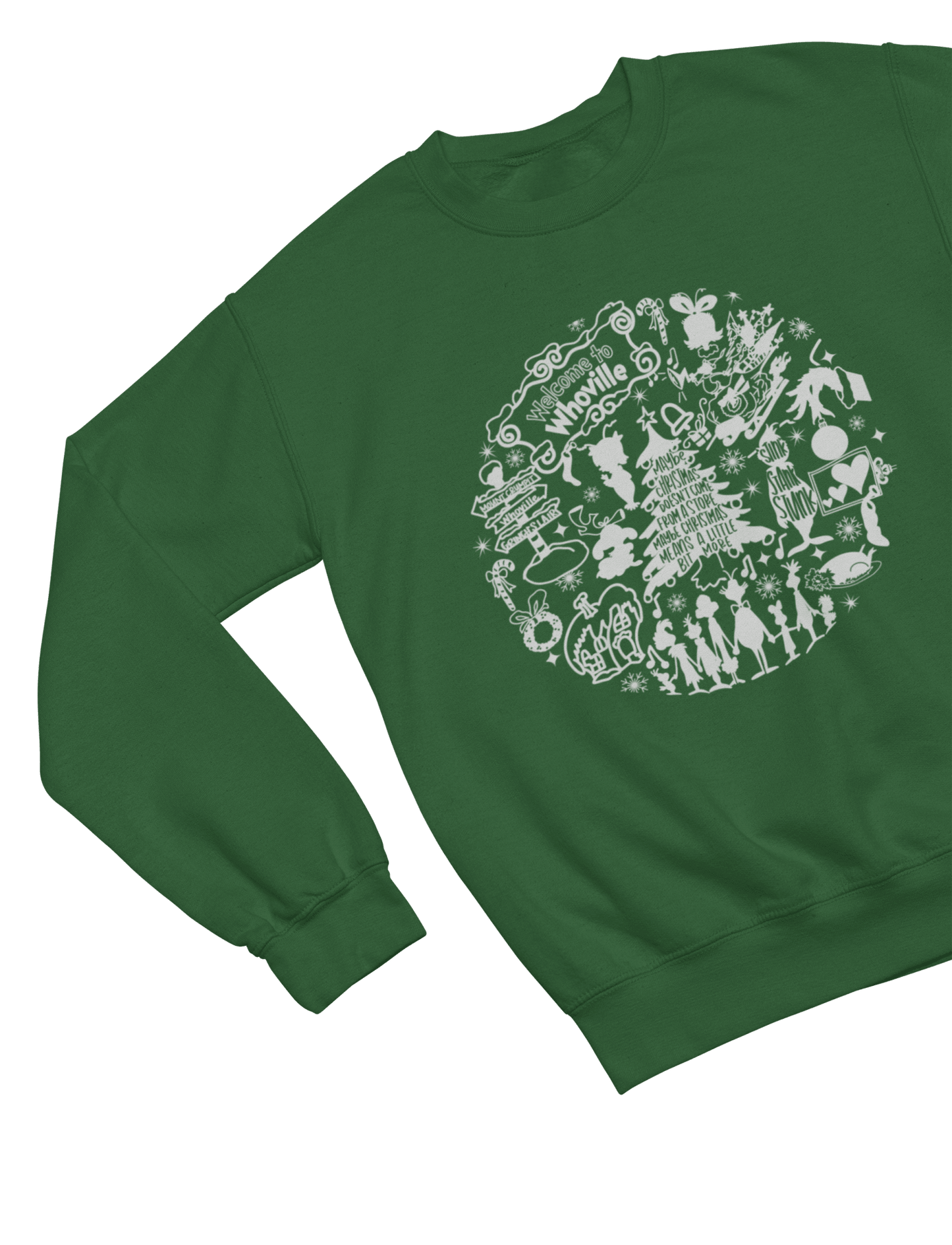 Blue t-shirt with Whoville Christmas Sweatshirt & Grinch Inspired Design