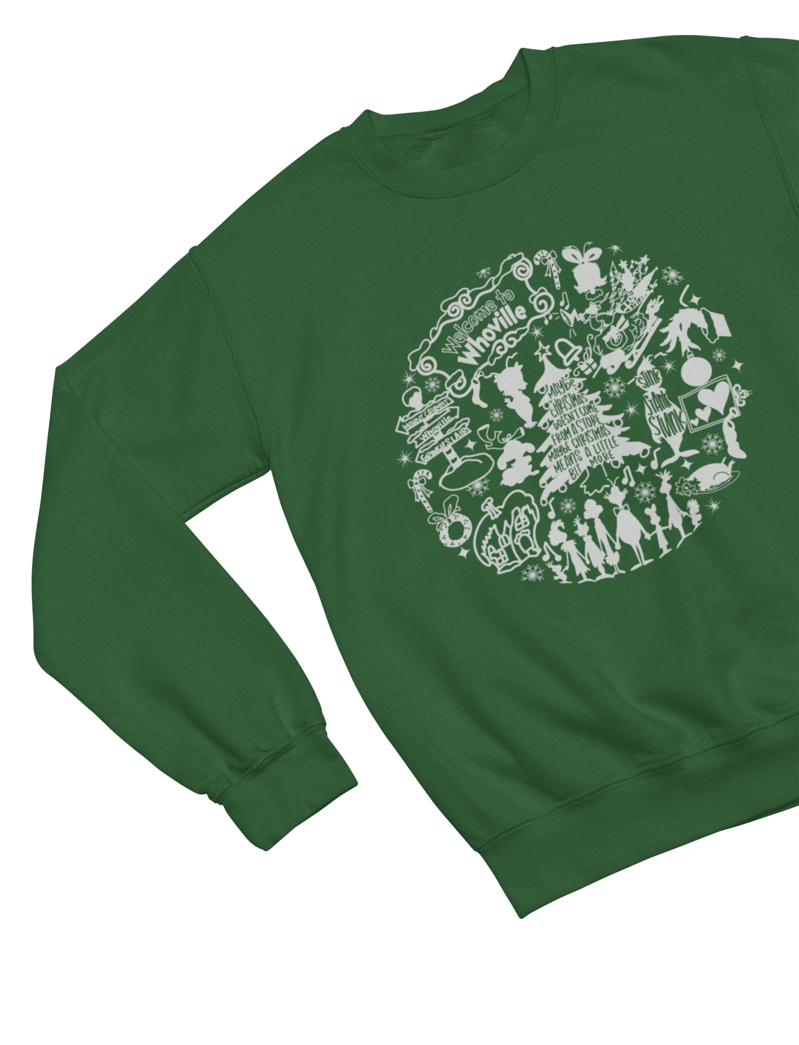 Blue t-shirt with Whoville Christmas Sweatshirt & Grinch Inspired Design