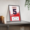Wigan Challenge Cup Final 1994 Offiah 5 print framed and leaning on a sideboard