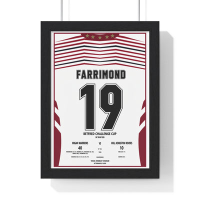 Wigan Warriors Challenge Cup 2026 Farrimond 19 framed rugby poster