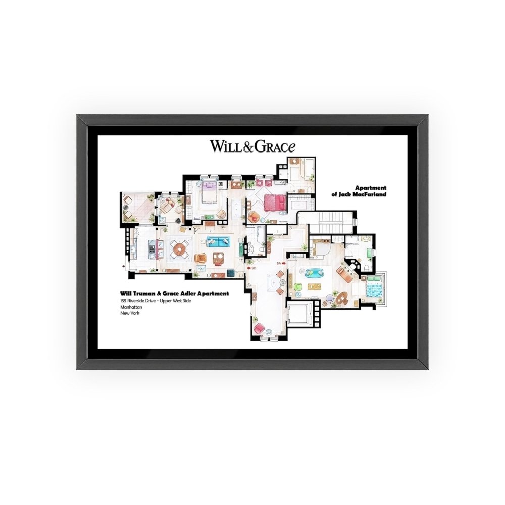 Will and Grace TV Show Apartment Floor Plan - Poster Kingz