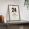 Willie Mays 1954 World Series Game 1 Catch Poster - New York Giants 24 Jersey Print framed and leaning on a sideboard