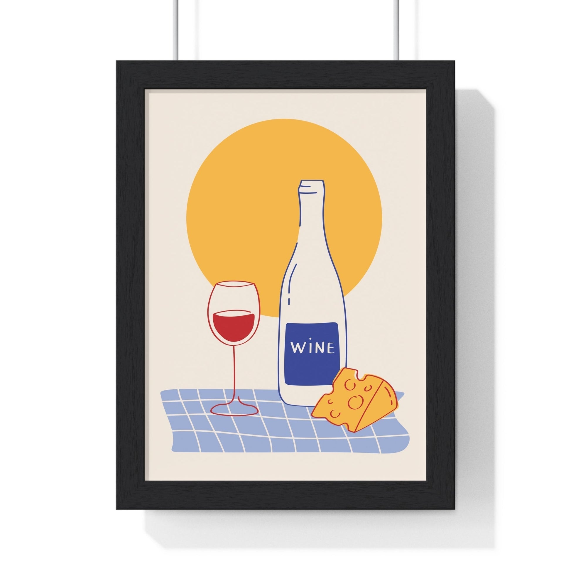 Framed Wine and Cheese Kitchen Print - Modern Wine Bar print