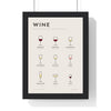 Wine Glass Guide print framed in a black frame, ready to hang