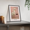 Wine O'Clock Goose Print framed and leaning on a sideboard