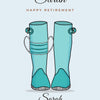 Personalised Occupation Welly Boots Print - design detail