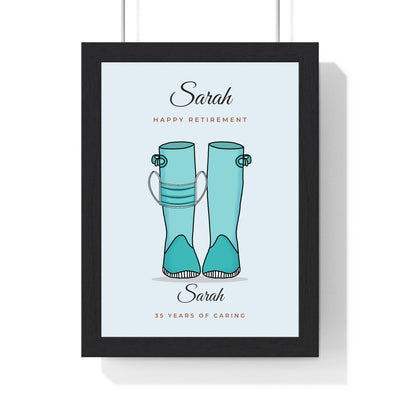 Personalised Occupation Welly Boots Print - framed nurse retirement welly print