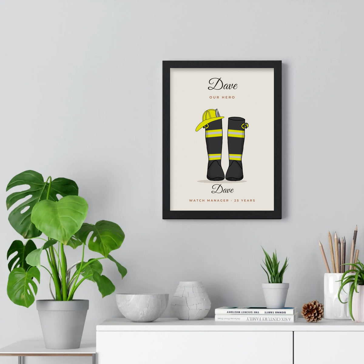 Personalised Occupation Welly Boots Print - firefighter welly print on the wall