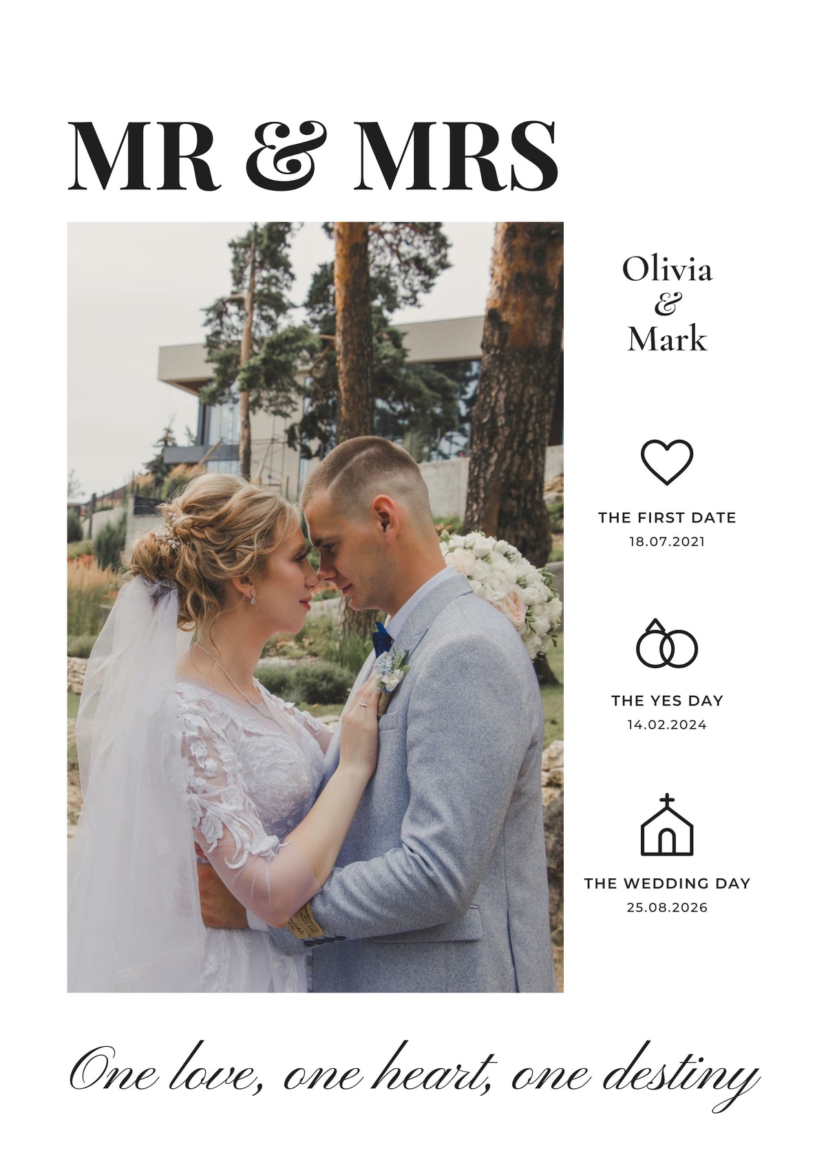 Personalised Mr & Mrs Photo Print - design detail
