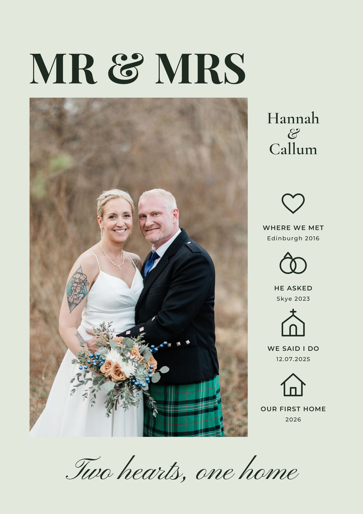 Personalised Mr & Mrs Photo Print - second design
