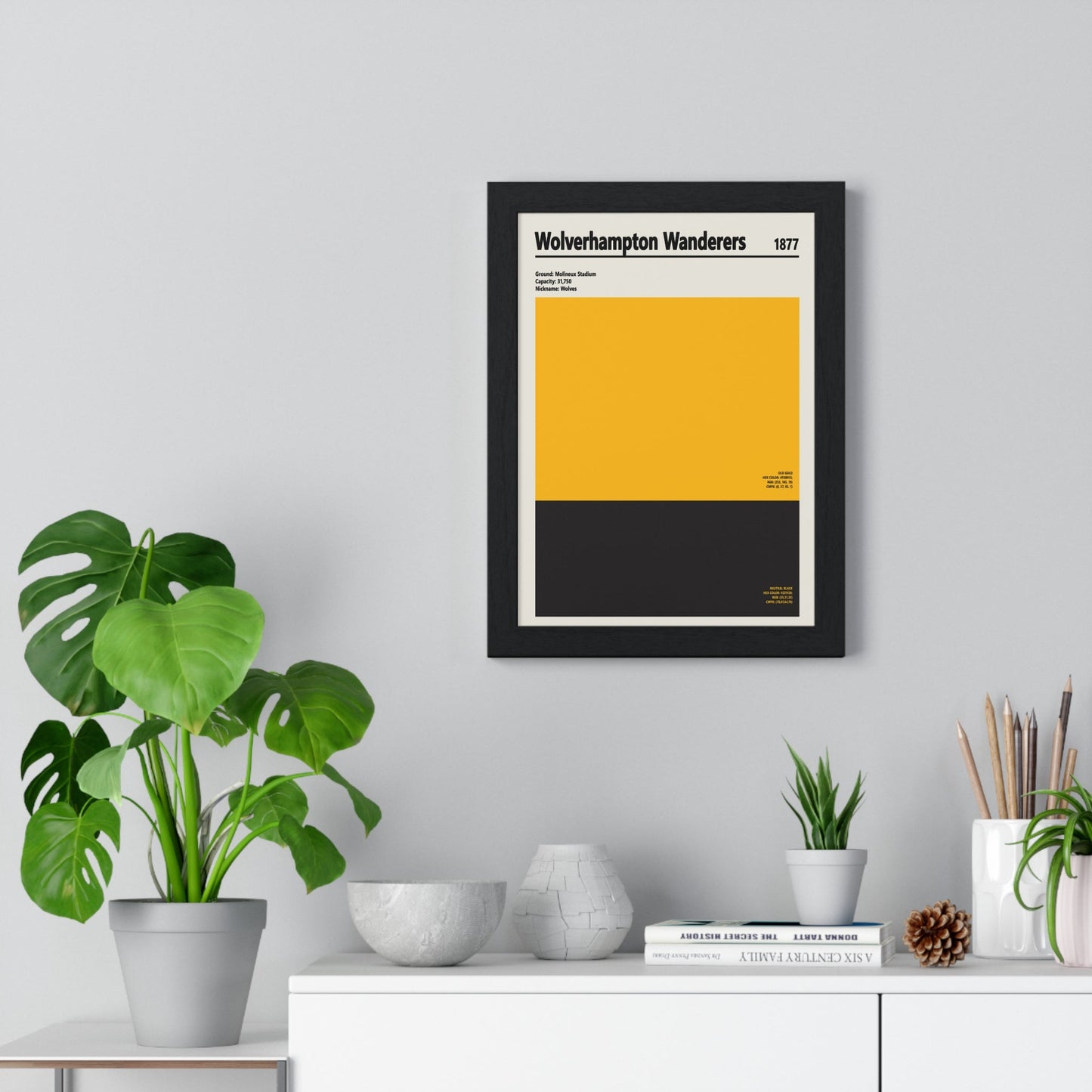 Framed Wolverhampton Wanderers - Wolves Club Colours Wall Art colour swatch print