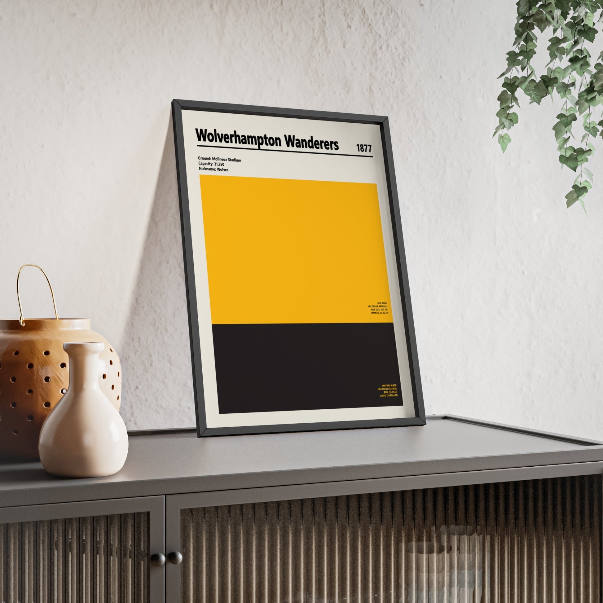 Framed Wolverhampton Wanderers - Wolves Club Colours Wall Art colour swatch print