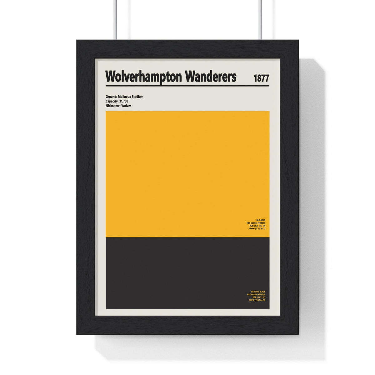 Wolverhampton Wanderers Colour Swatch Print – Wolves Club Colours Wall Art