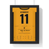Wolves Play-Off Final 2003 Poster - Mark Kennedy 11 Millennium Stadium Shirt Print framed in a black frame, ready to hang
