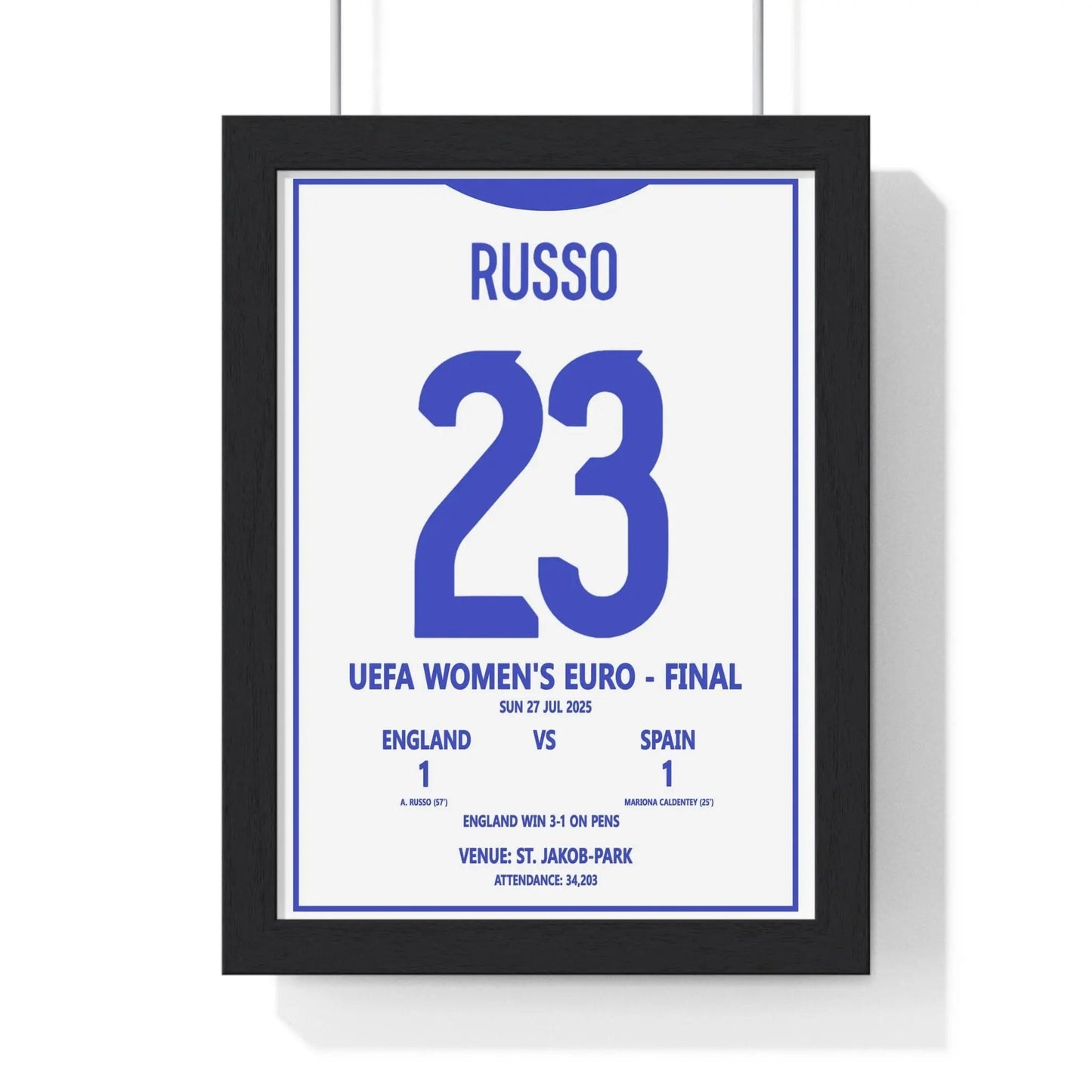 Framed Women's Euro 2025 Final Print England v Spain poster